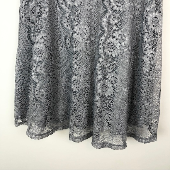 NWT Speechless Sleeveless Blue Silver Lace Skater Dress - Picture 3 of 12